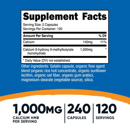 HMB (Beta-Hydroxy Beta-Methylbutyric) Supplement 1000Mg, 240 Capsules