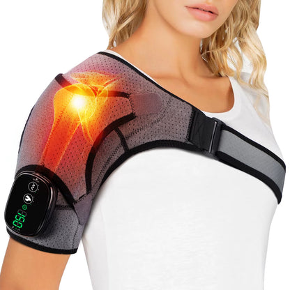 Electric Heating Shoulder Massager Vibration Shoulder Knee Brace 2 in 1 Massage Blets Warmer Heated Muscle Relax Pads