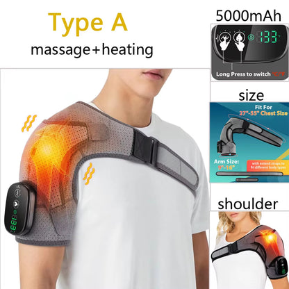 Electric Heating Shoulder Massager Vibration Shoulder Knee Brace 2 in 1 Massage Blets Warmer Heated Muscle Relax Pads