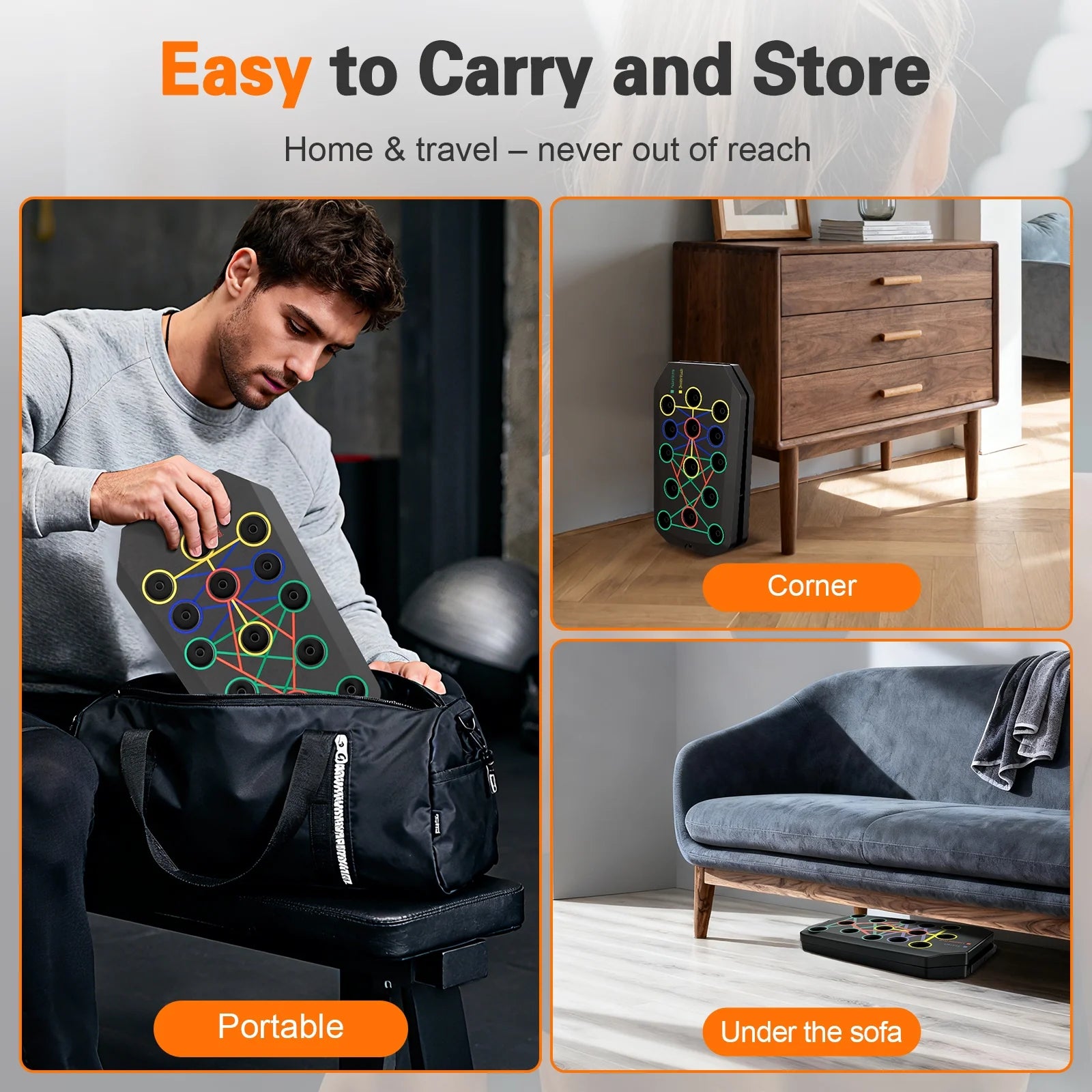 Multifunctional Portable Folding Push-Up Board for Chest and Back Strength Training