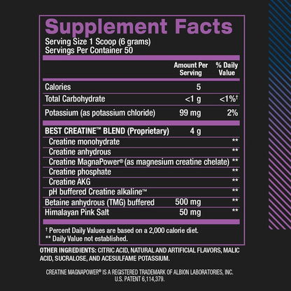 Best Creatine - Creatine Monohydrate, Himalayan Salt - Strength, Pump, Endurance, Muscle Growth, Muscle Definition - No Bloat - Snow Cone - 50 Servings - 10.58 Ounce