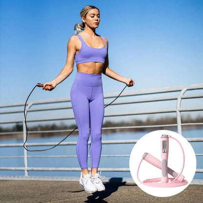 Fitness with Counter Indoor Jump Ropes Adults Adjustable Digital Counting Smart Speed Rope 28M for Workout and Exercise