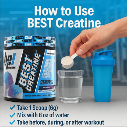 Best Creatine - Creatine Monohydrate, Himalayan Salt - Strength, Pump, Endurance, Muscle Growth, Muscle Definition - No Bloat - Snow Cone - 50 Servings - 10.58 Ounce