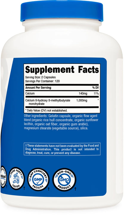 HMB (Beta-Hydroxy Beta-Methylbutyric) Supplement 1000Mg, 240 Capsules