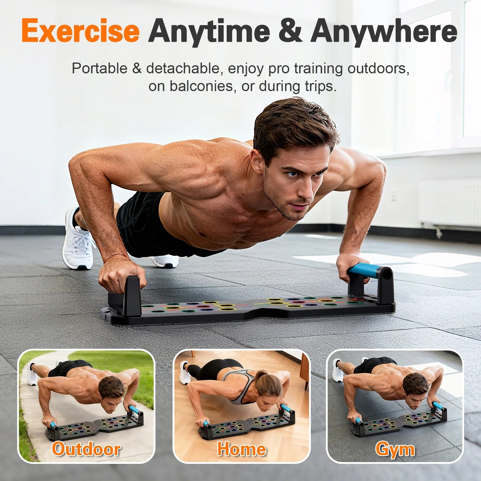 Multifunctional Portable Folding Push-Up Board for Chest and Back Strength Training