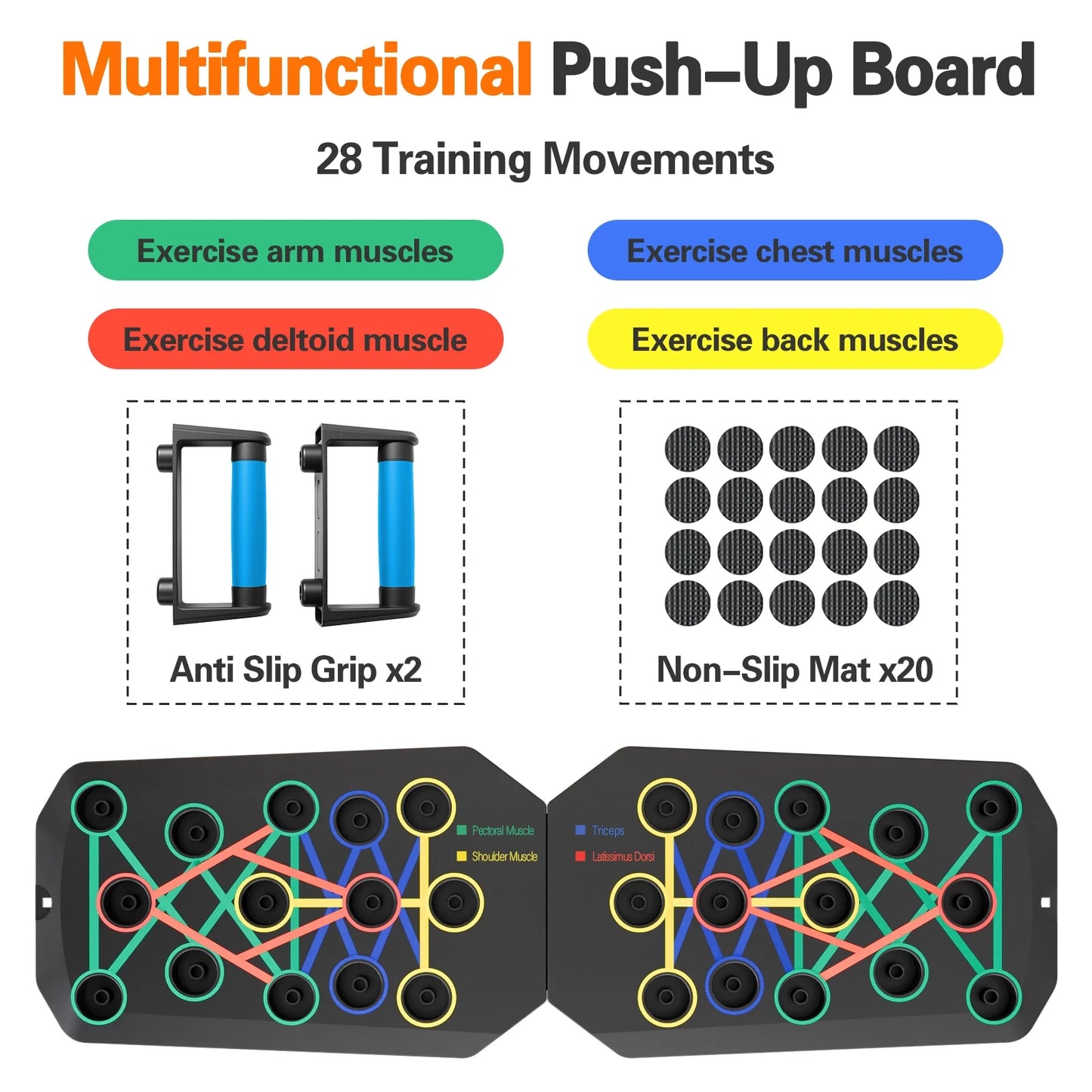 Multifunctional Portable Folding Push-Up Board for Chest and Back Strength Training