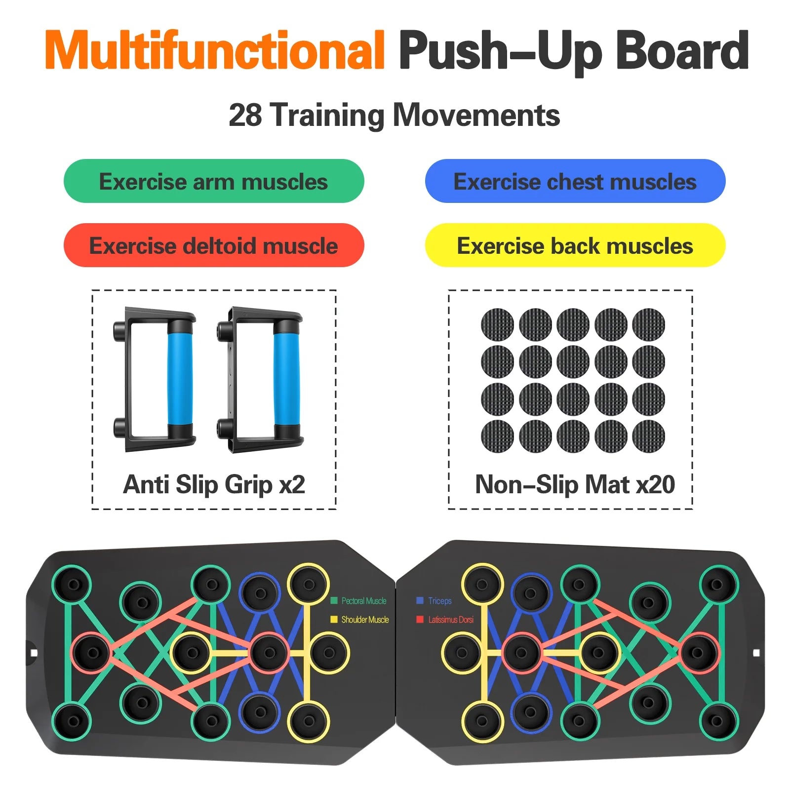 Multifunctional Portable Folding Push-Up Board for Chest and Back Strength Training