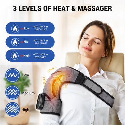 Electric Heating Shoulder Massager Vibration Shoulder Knee Brace 2 in 1 Massage Blets Warmer Heated Muscle Relax Pads
