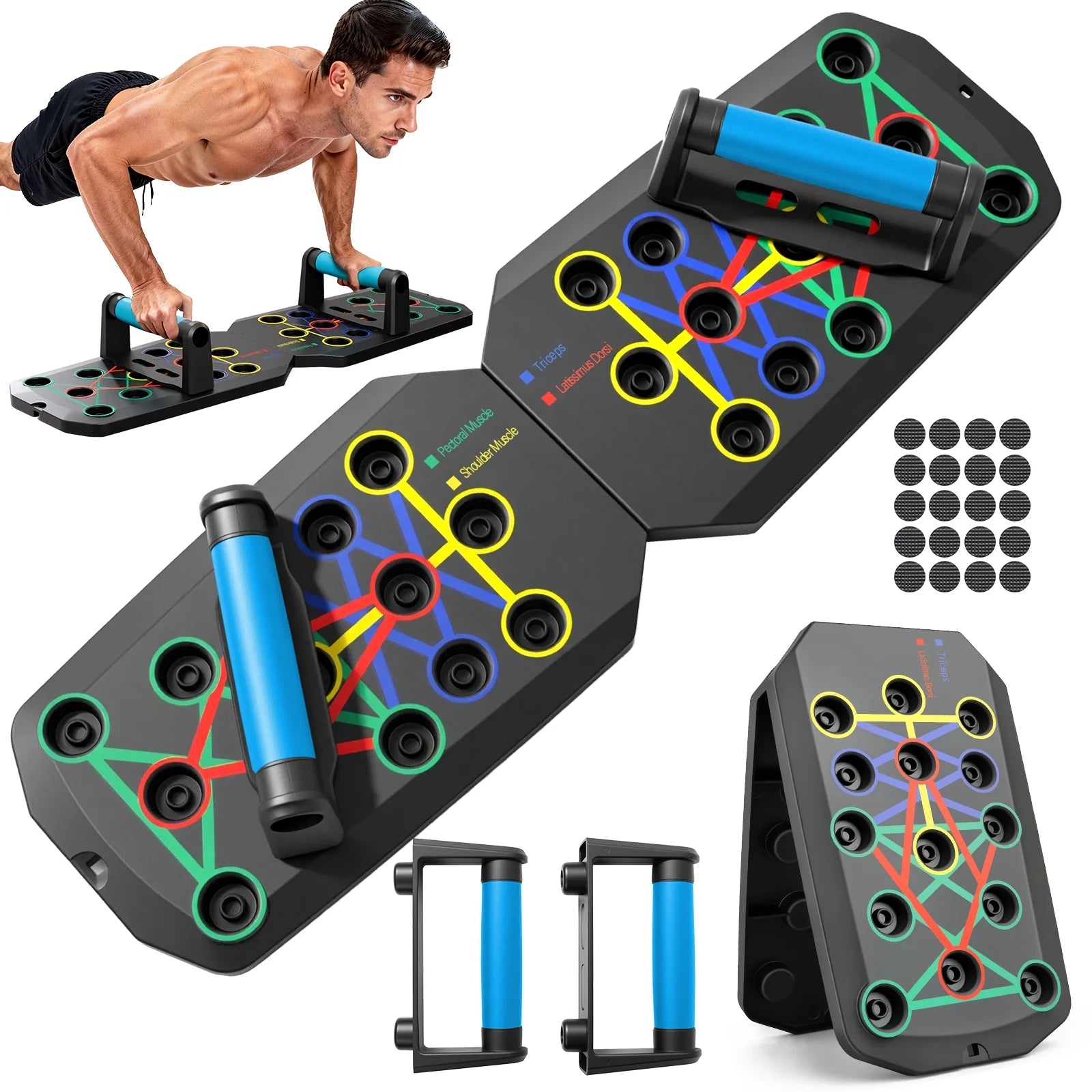 Multifunctional Portable Folding Push-Up Board for Chest and Back Strength Training