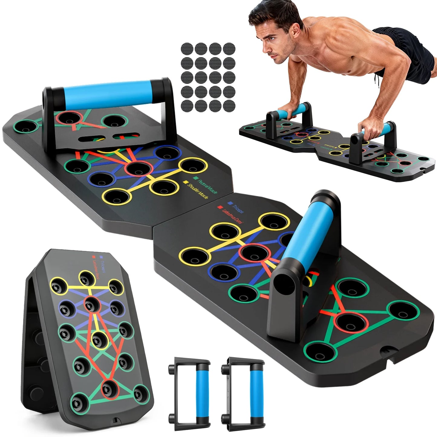 Multifunctional Portable Folding Push-Up Board for Chest and Back Strength Training