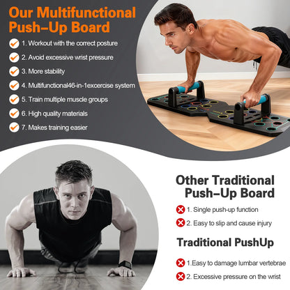 Multifunctional Portable Folding Push-Up Board for Chest and Back Strength Training