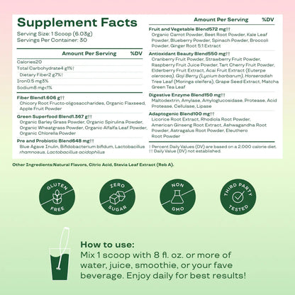 Greens & Superfoods Powder, Strawberry Kiwi, 25 Servings